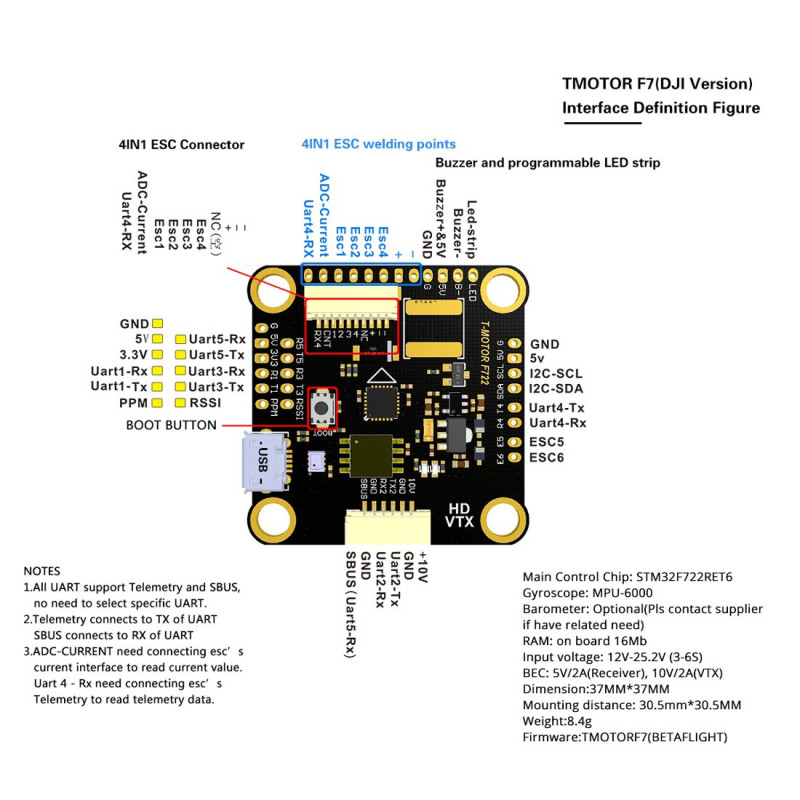Tiger Motor F7 Flight Controller (DJI HD Version)