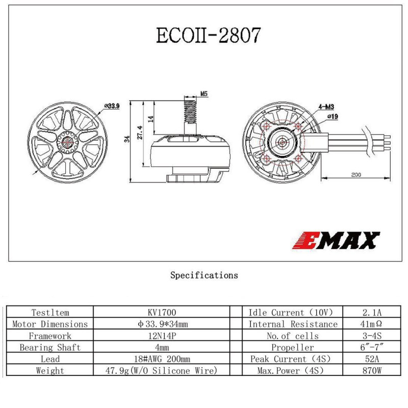 EMAX ECO II Serie 2807 1700Kv