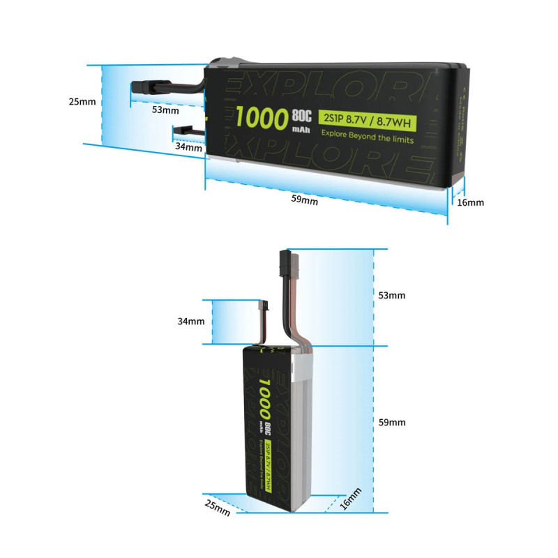 Flywoo Explorer 1000mAh 2S HV 80C (XT30)