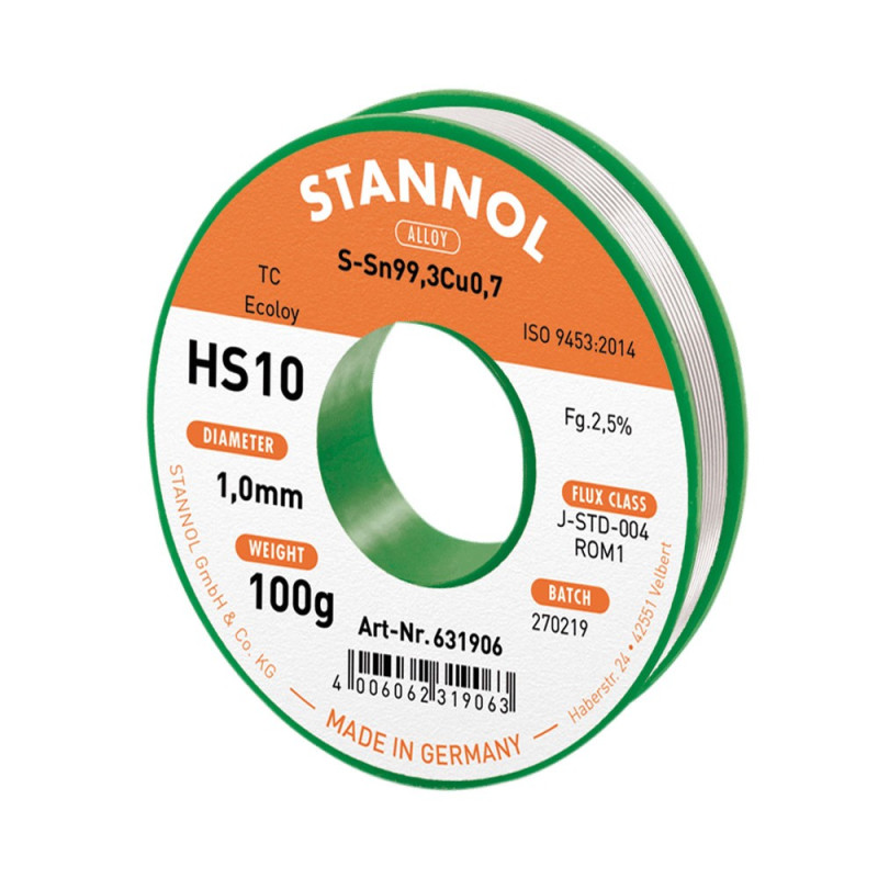Stannol soldering wire- HS10 186° C ,1.2 mm