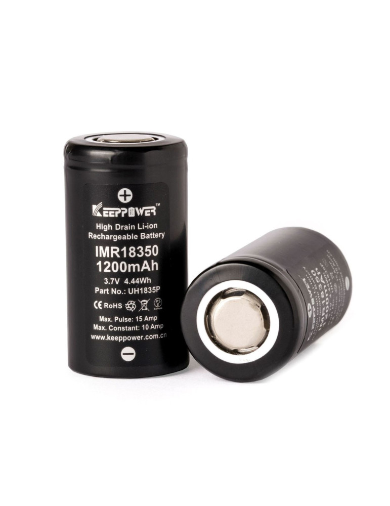 Keeppower IMR18350 3,7V 1200mAh (Pluspol flach) - 2 Stk.