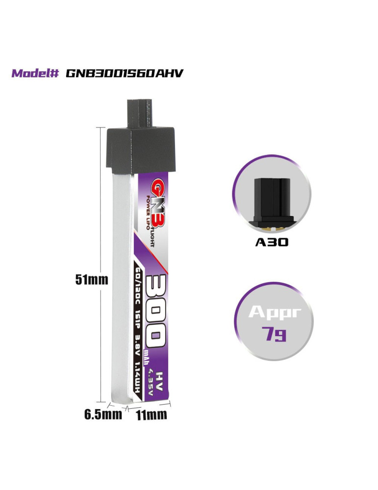 GNB 300mAh 1S LiHV 60C (A30)
