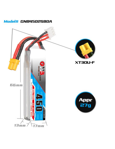 GNB 450mAh 2S LiHV 80C (XT30) 2