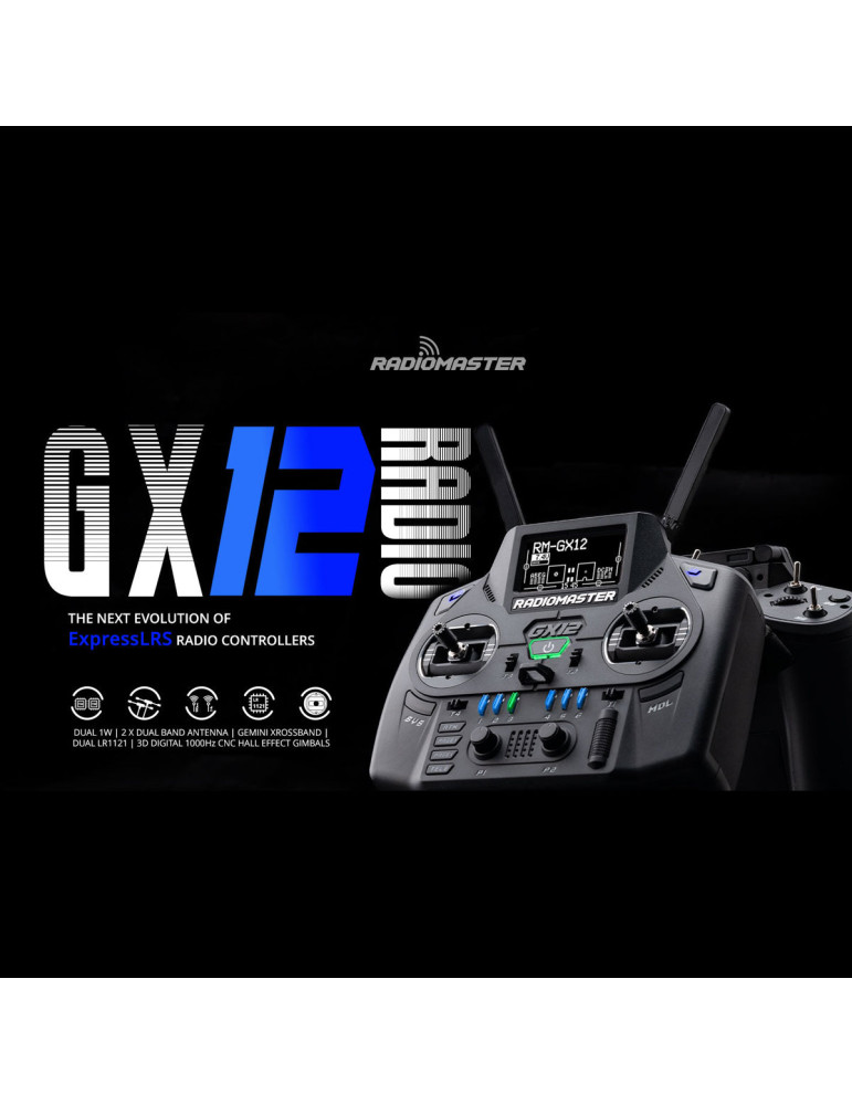 RadioMaster GX12 Dual-Band Gemini-X Radio Controller (ELRS) - M2