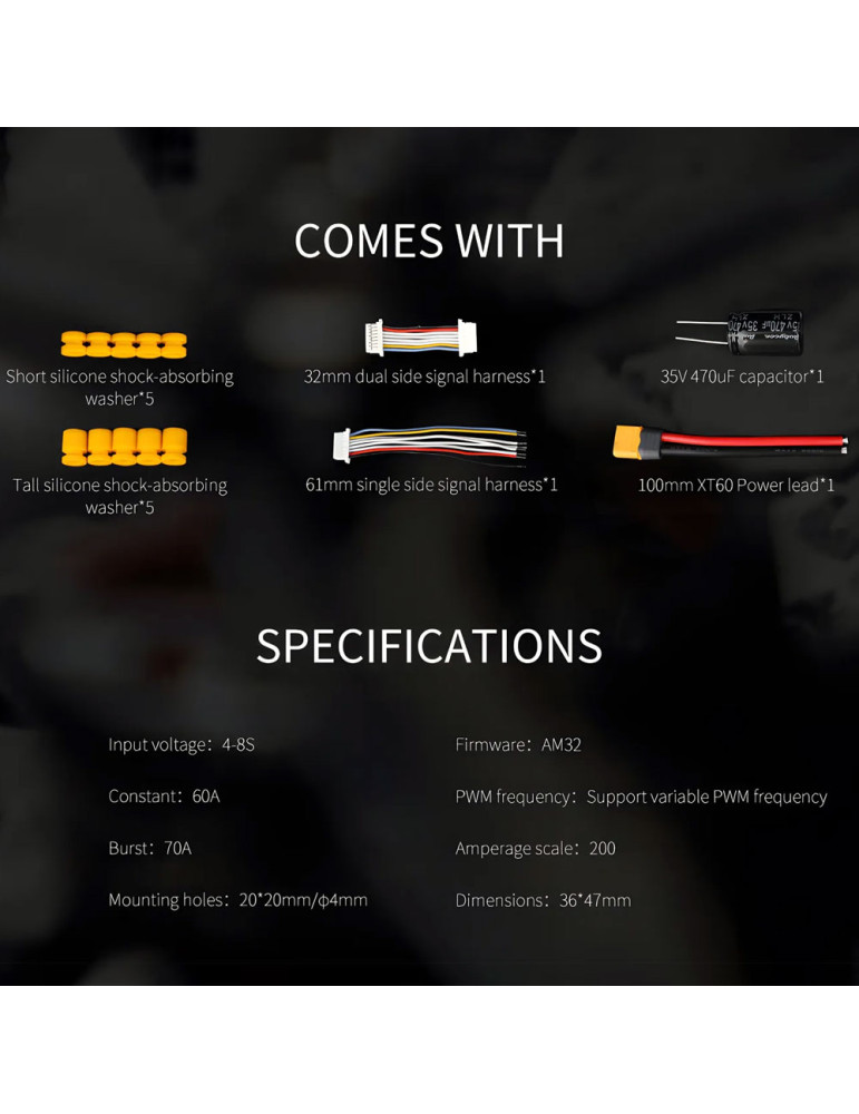 Tiger Motor F60A MINI AM32 compact ESC for 4-8S FPV Racing Drones
