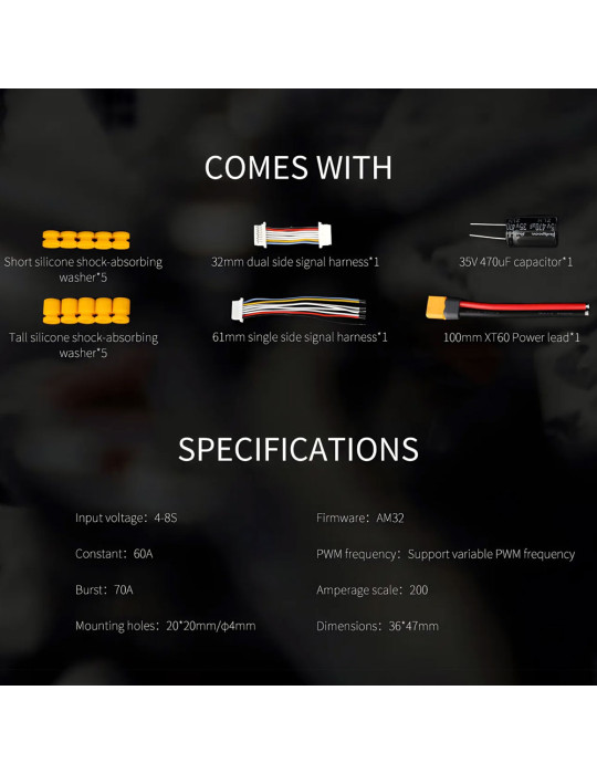 Tiger Motor F60A MINI AM32 compact ESC for 4-8S FPV Racing Drones