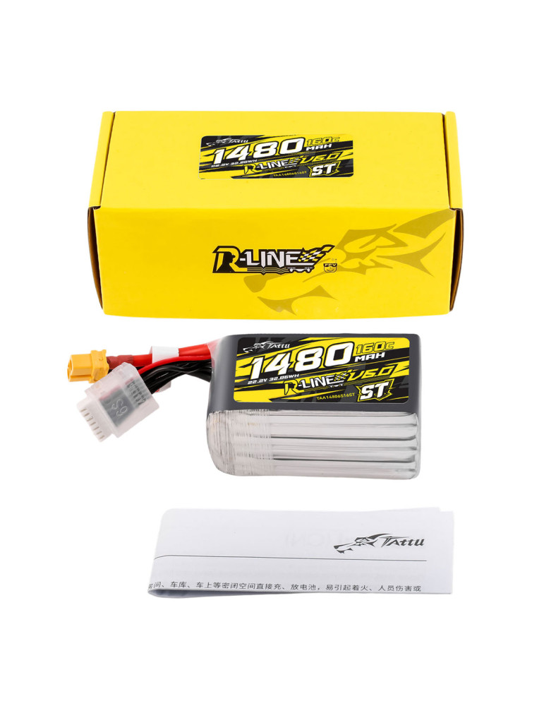 TATTU R-Line 1480mAh 6S 160C V6.0 LiPo for FPV drone