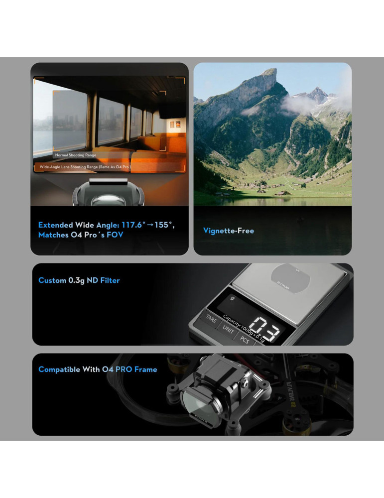 Flywoo DJI O4 Lite Wide Angle Lens 155° + Filter Set