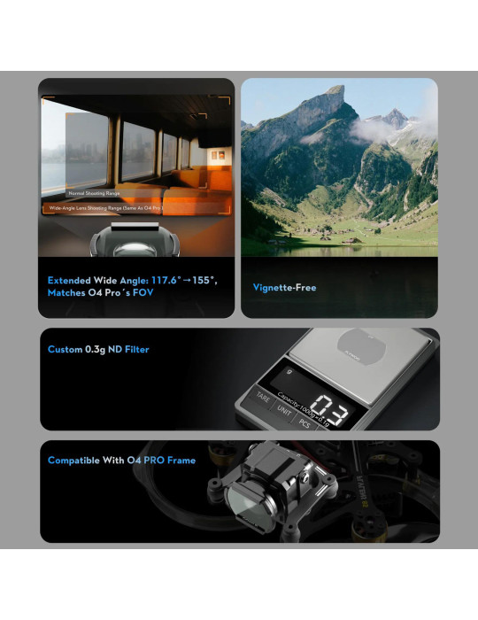 Flywoo DJI O4 Lite Wide Angle Lens 155° + Filter Set