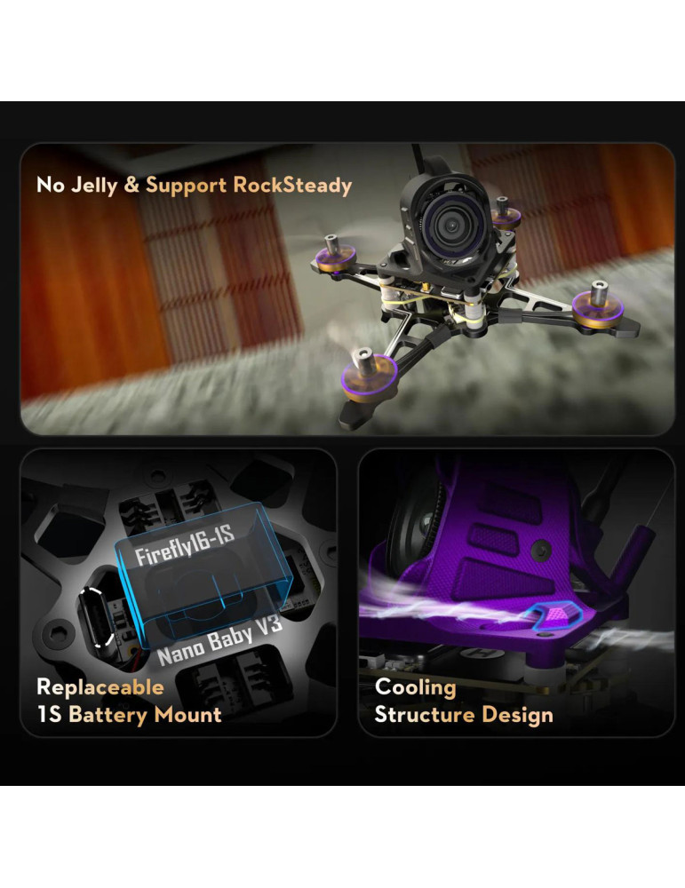 Flywoo Firefly 18 1S Nano Baby V3 O4 Wide Quad (ELRS 2.4G)