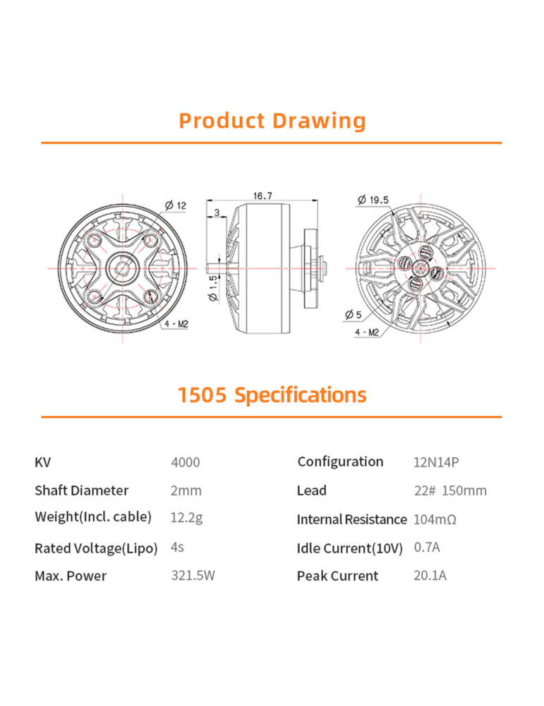 DeepSpace Aeather 1505 4000Kv (4S) Motors for 2.5" - 3.5" Builds