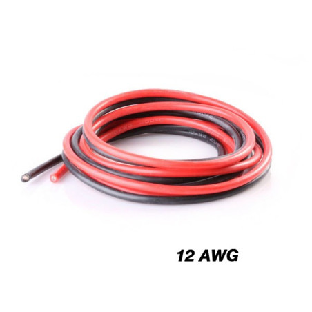 1m Silikondraht 12AWG Rot + Schwarz