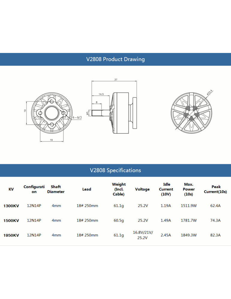 Tiger Motor Velox V2808 1300Kv
