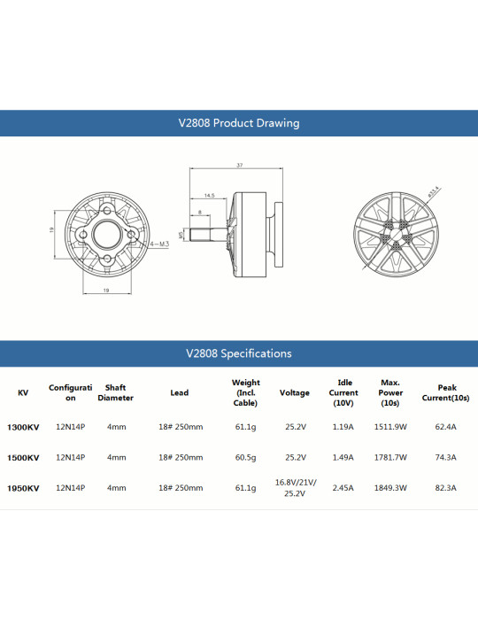 Tiger Motor Velox V2808 1300Kv