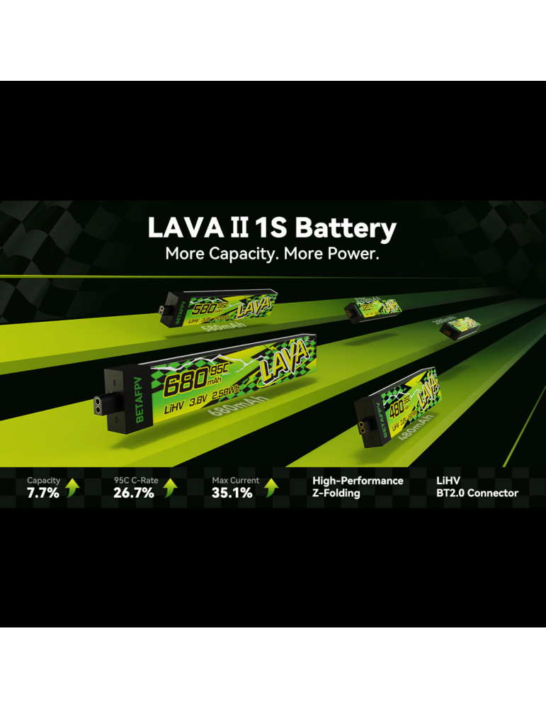 BETAFPV Lava II 280mAh 1S 95C (BT2.0) - 5 Pcs.