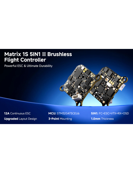BetaFPV Matrix 5in1 V2 AIO 1S Brushless G4 FC 12A Bluejay ESC - Gelötet