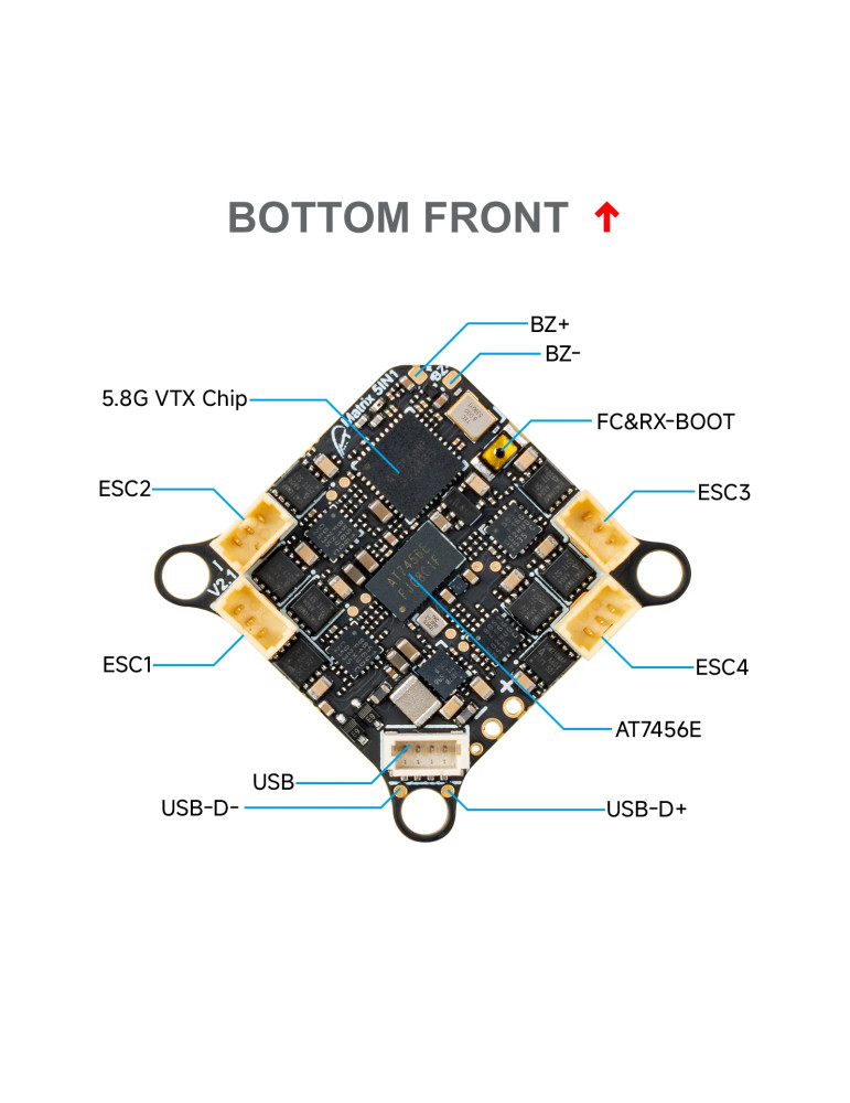 BetaFPV Matrix 5in1 V2 AIO 1S Brushless G4 FC 12A Bluejay ESC - Gelötet