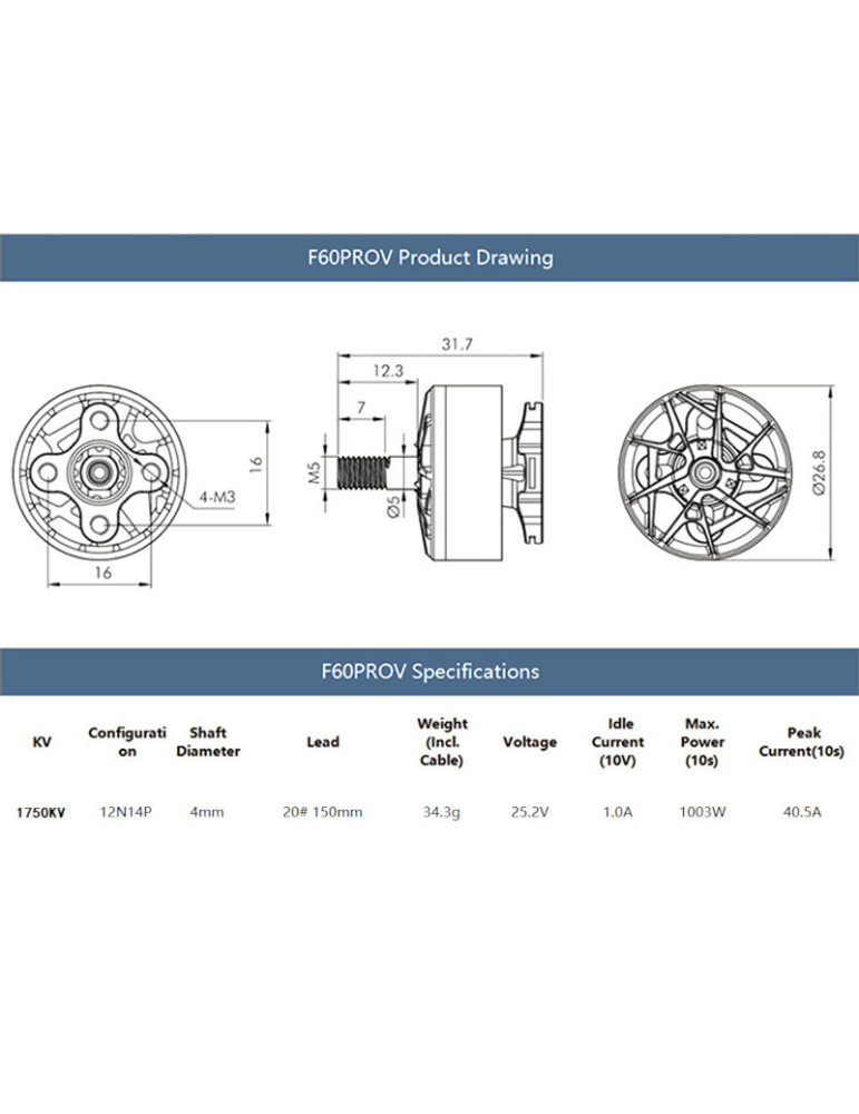 Tiger Motor F60Pro V 1750Kv - Grey