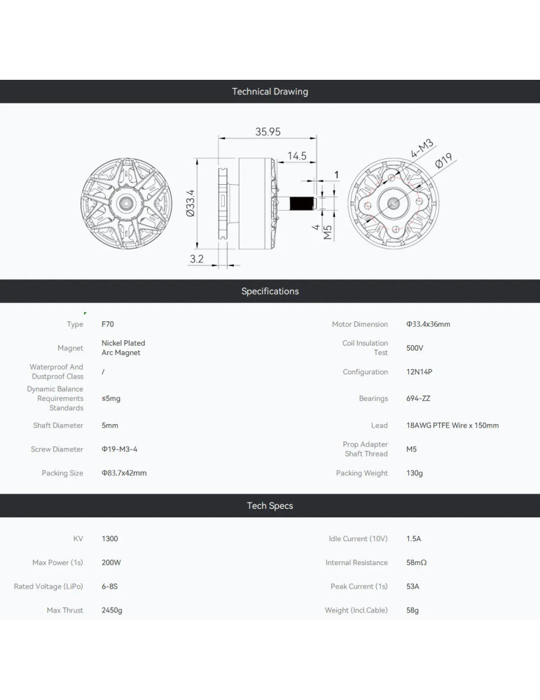 Tiger Motor F70 1300Kv