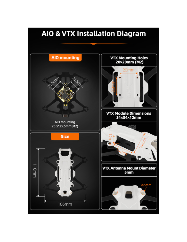 DeepSpace DINO 20 DJI O4 Pro Frame