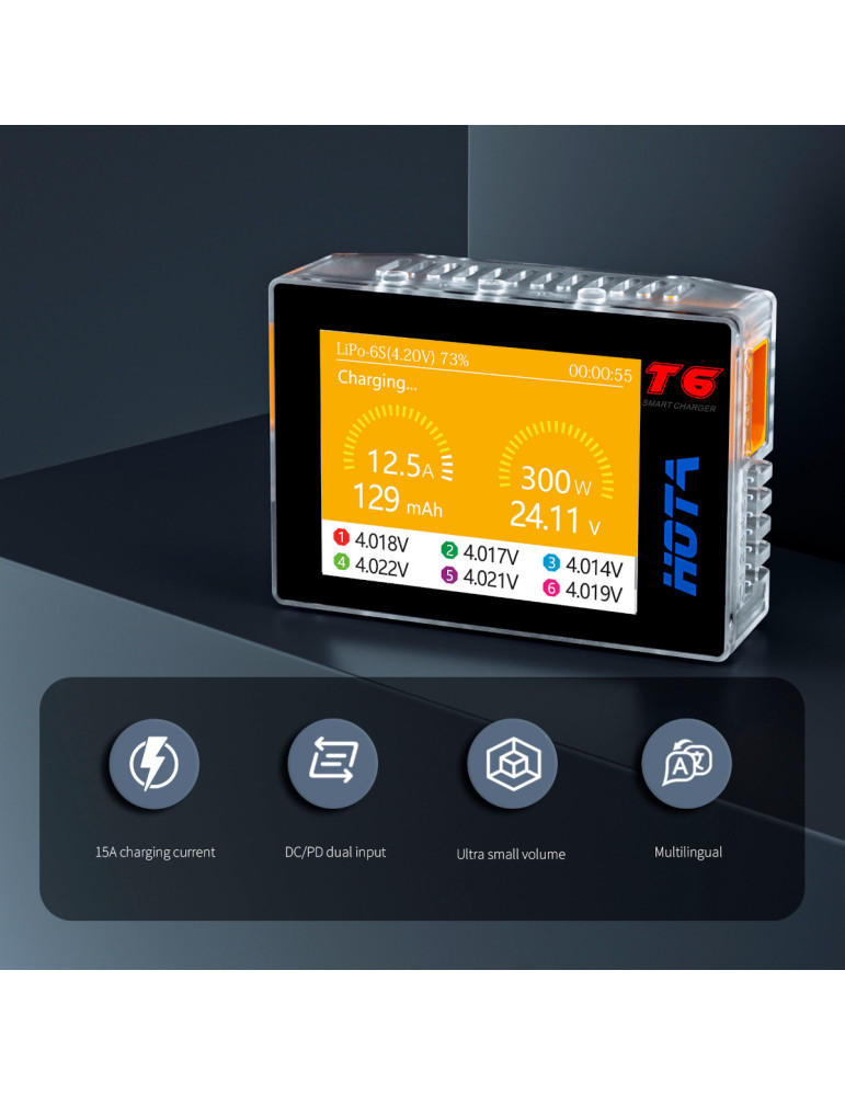HOTA T6 300W DC-XT60 / 90W DC-USB-C Smart Charger