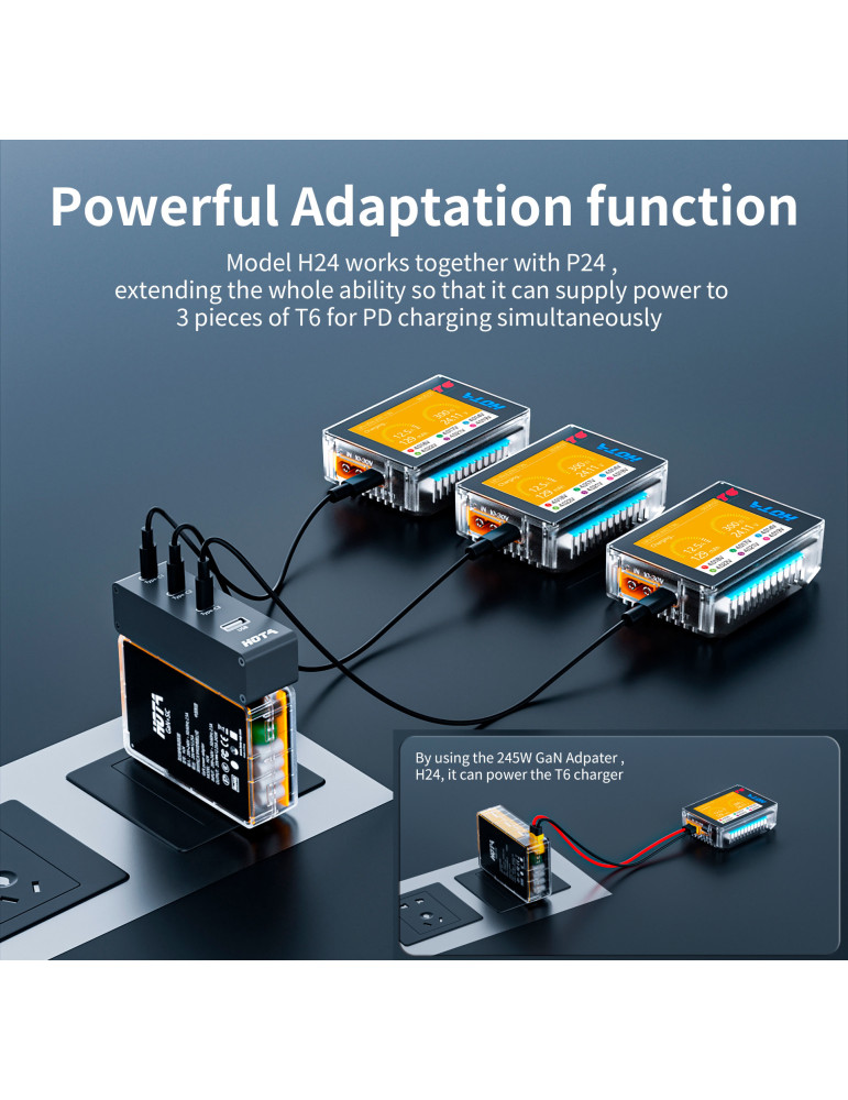 HOTA T6 300W DC-XT60 / 90W DC-USB-C Smart Charger