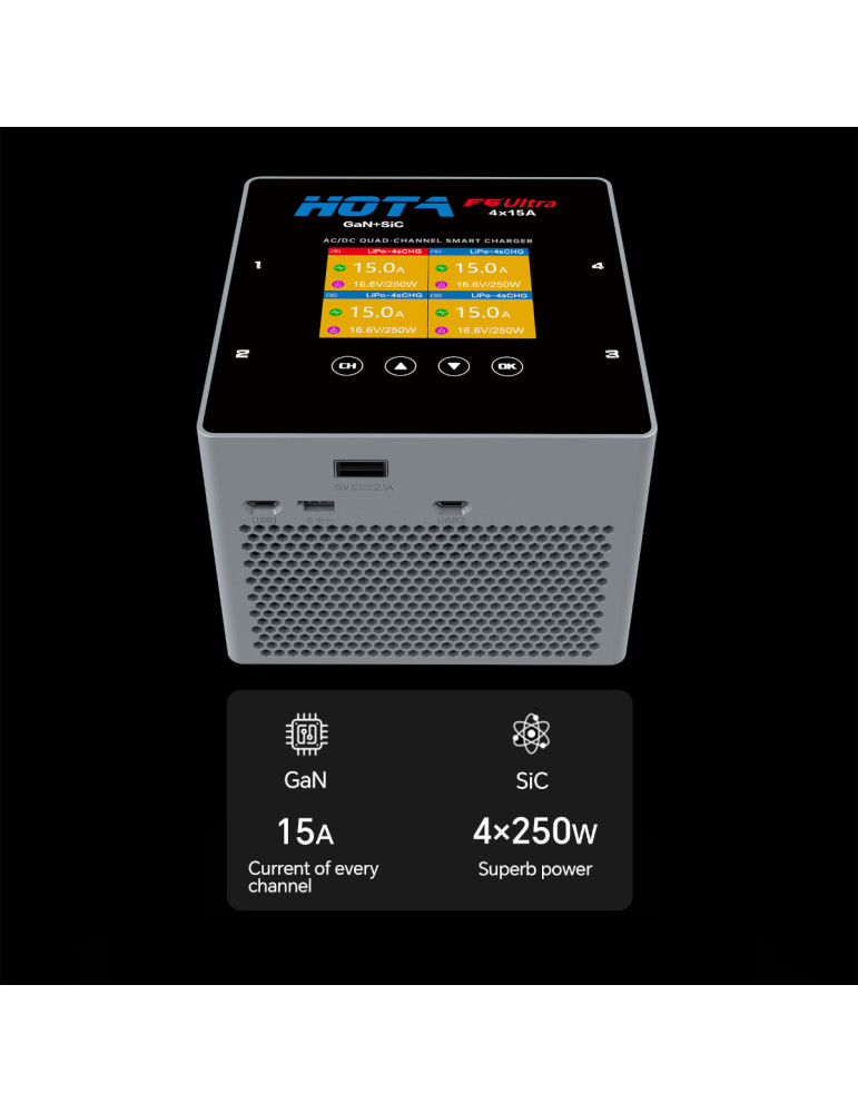 HOTA F6 Ultra 1000W DC / 500W AC 4-Kannal Smart Charger