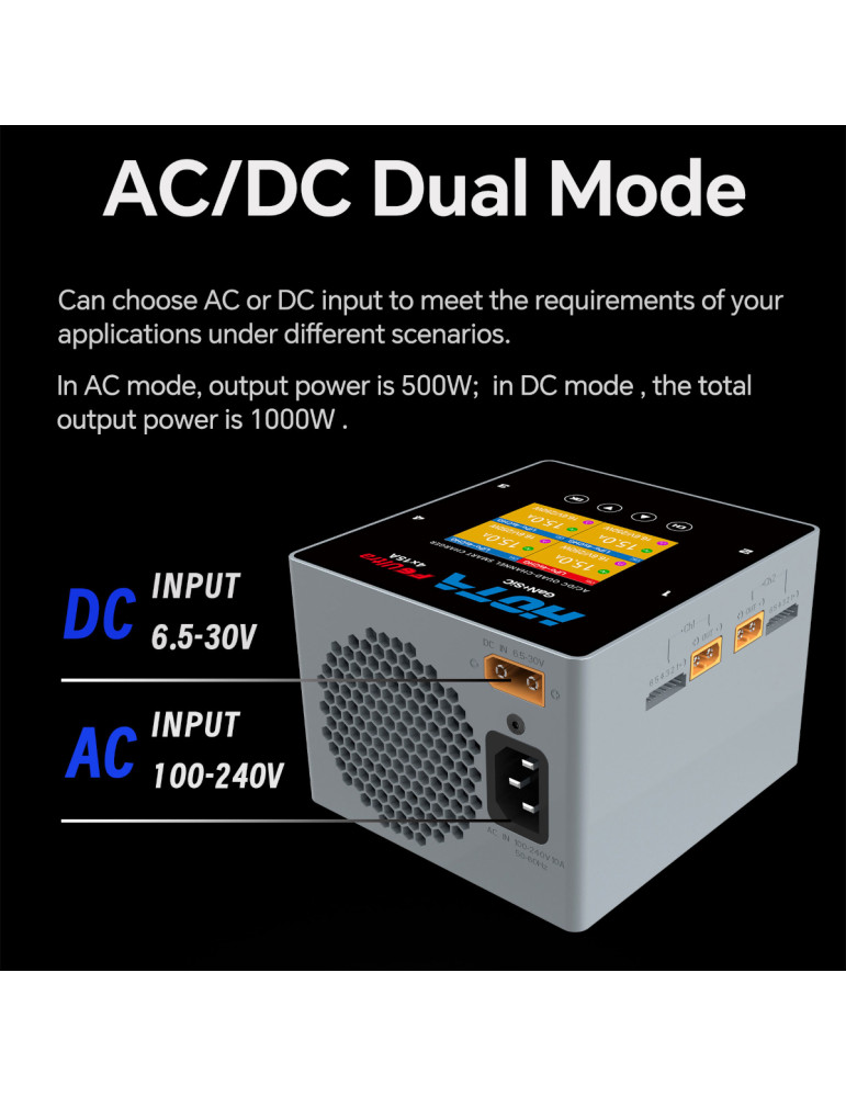 HOTA F6 Ultra 1000W DC / 500W AC 4-Channel Smart Charger