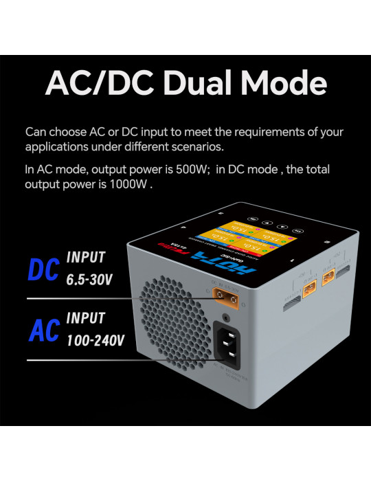 HOTA F6 Ultra 1000W DC / 500W AC 4-Kannal Smart Charger