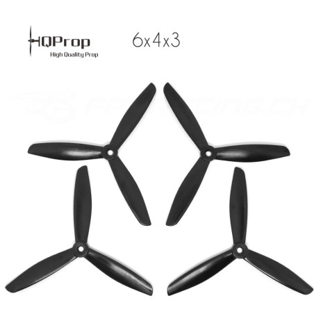 HQProp DP 6x4x3 Durable PC Propeller - Schwarz (Triblade)