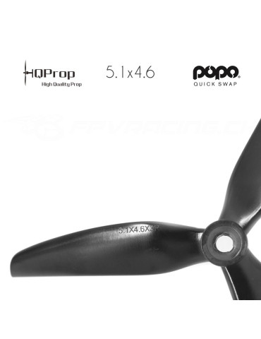 HQProp DP 5.1x4.6x3 Durable PC Propeller - Black - POPO 2