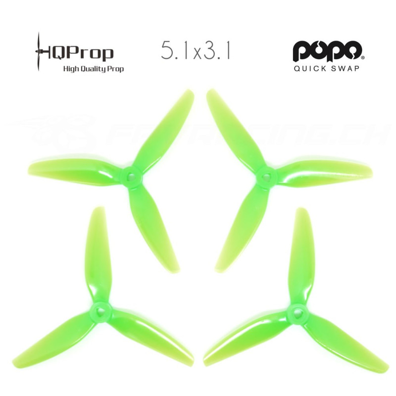 HQProp DP 5.1x3.1x3 Durable PC Propeller - Light Green (Triblade)